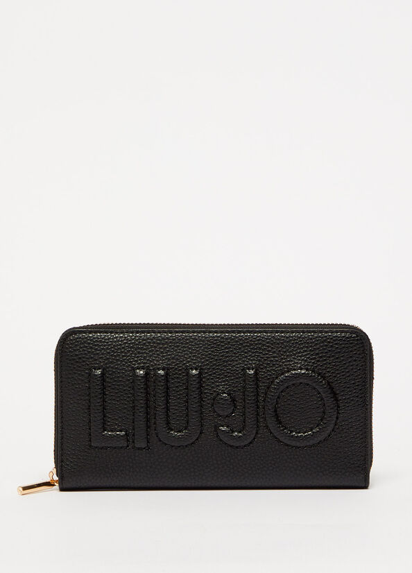 Carteras Liu Jo Large With Logo Mujer Negras | UEN-497318