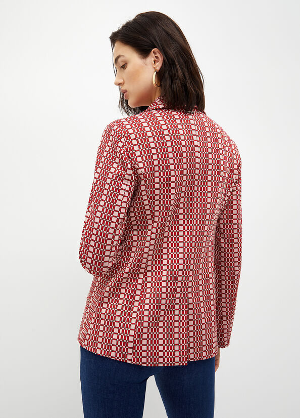 Chaquetas Liu Jo Blazer With Optical Pattern Mujer Rojas | YUM-915740