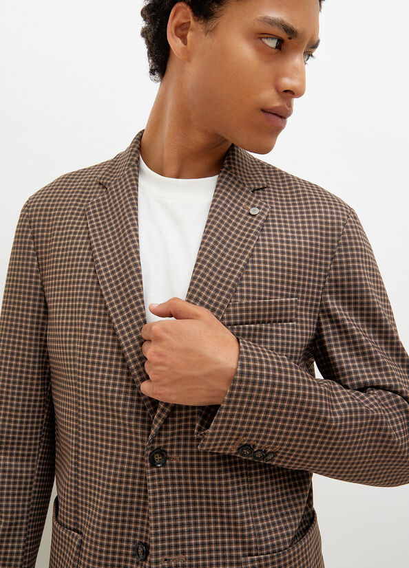 Chaquetas Liu Jo Checked Blazer Hombre Beige | RSO-409518