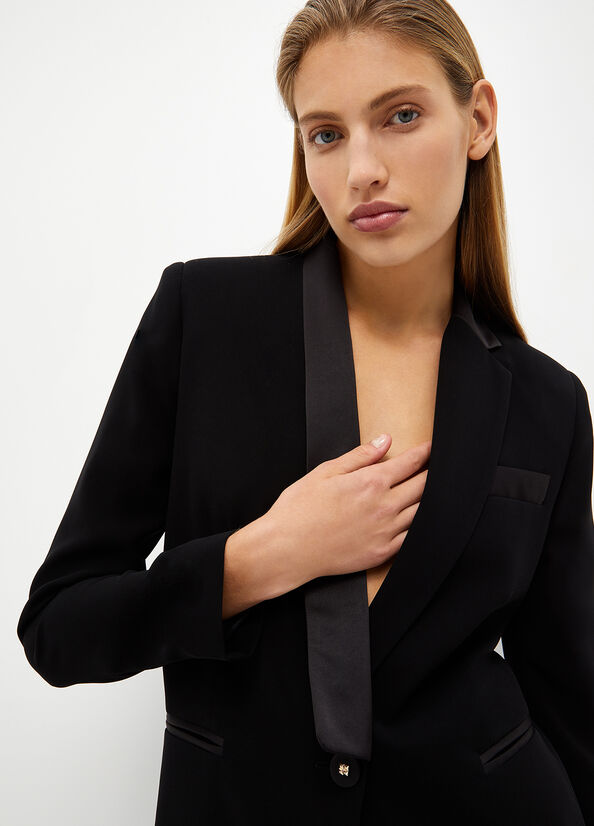 Chaquetas Liu Jo Crepe Blazer Mujer Negras | MGJ-307216