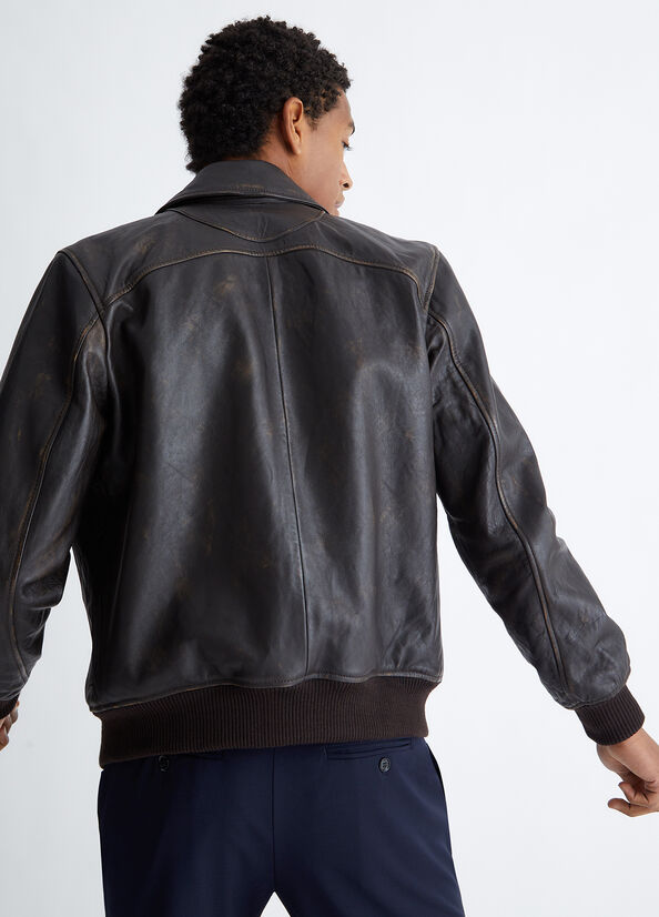 Chaquetas Liu Jo Cuero Bomber Hombre Marrones Oscuro | GWS-802135