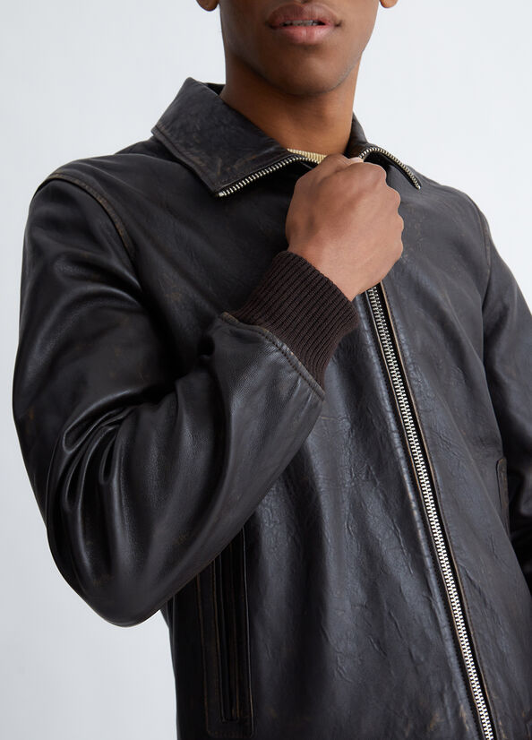 Chaquetas Liu Jo Cuero Bomber Hombre Marrones Oscuro | GWS-802135