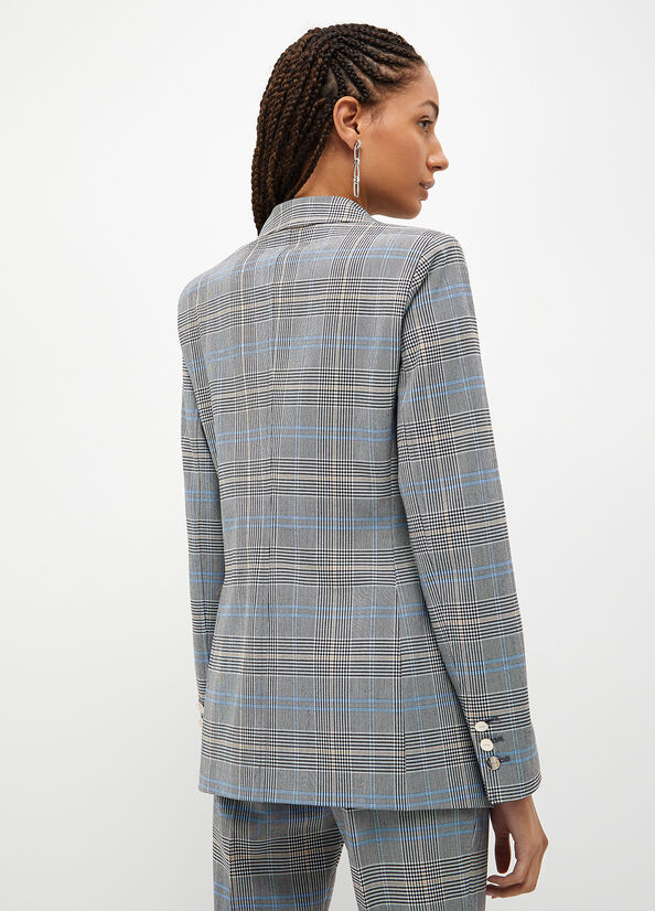 Chaquetas Liu Jo Glen Plaid Blazer Mujer Gris | SUA-574839