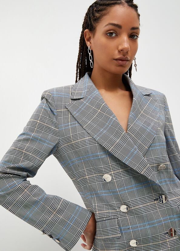 Chaquetas Liu Jo Glen Plaid Blazer Mujer Gris | SUA-574839