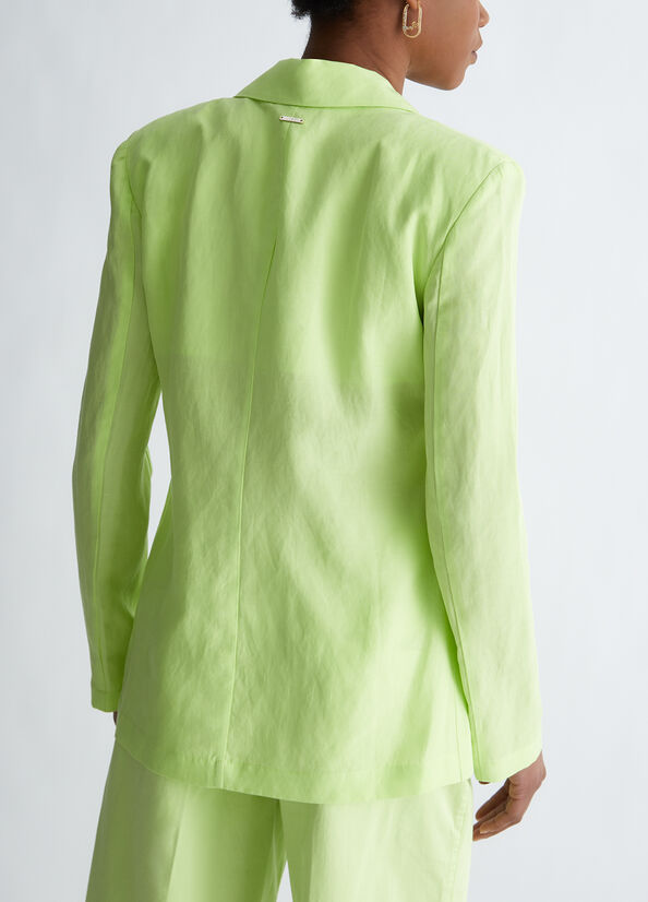 Chaquetas Liu Jo Linen Blend Blazer Mujer Verde | UAZ-107659