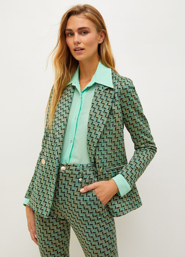 Chaquetas Liu Jo Lurex Jacquard Mujer Verde | LHP-182904