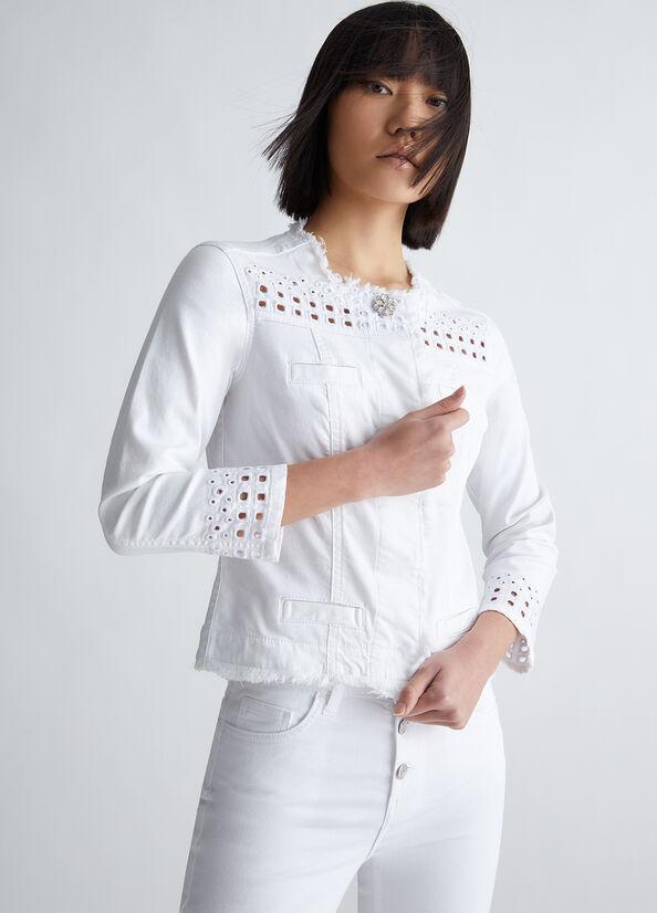 Chaquetas Liu Jo With Embroidery Mujer Blancas | VMB-269743