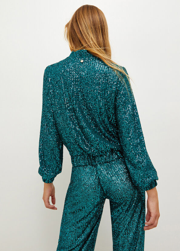 Chaquetas Liu Jo With Sequins Mujer Verde Menta | ANY-745132