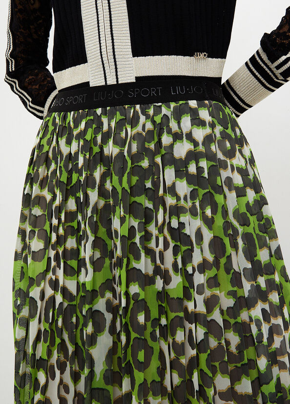 Falda Liu Jo Animal Print Plisado Mujer Verde | IDQ-851907