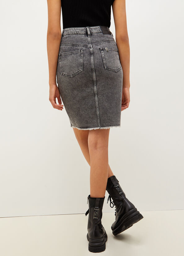 Falda Liu Jo Denim With Pockets Mujer Gris | LSO-076342