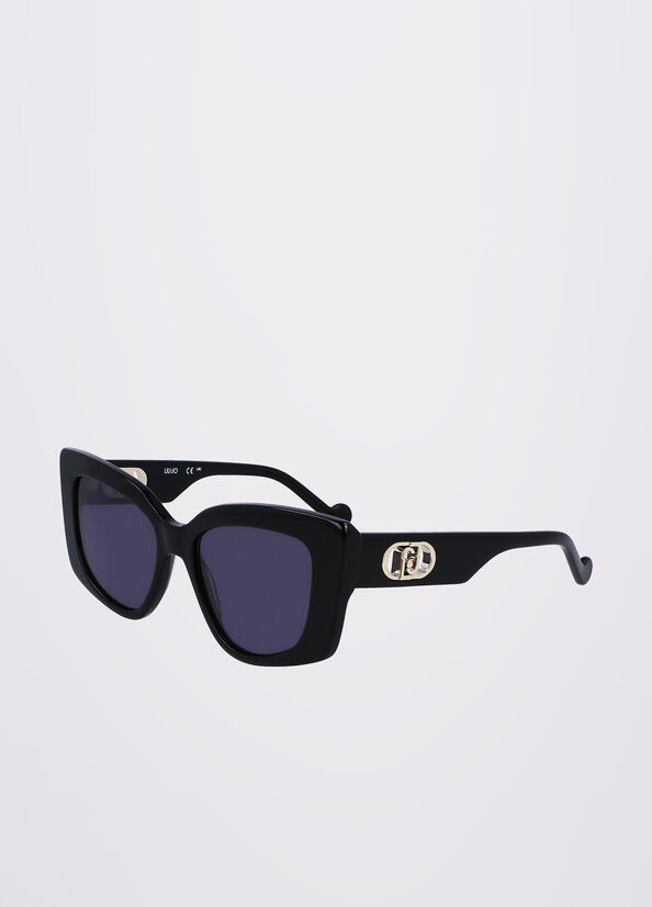 Gafas de Sol Liu Jo Rectangular Mujer Negras | JDB-128674