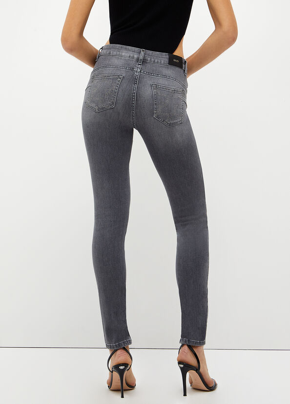 Jeans Skinny Liu Jo Bottom Up Mujer Gris | LUF-659103