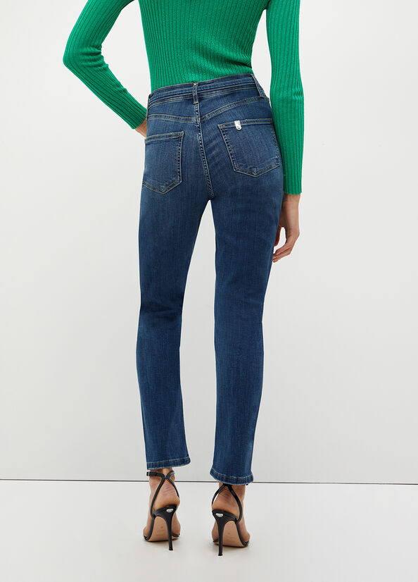 Jeans Slim Liu Jo Cropped Bottom Up Mujer Azules Oscuro | CQG-128356