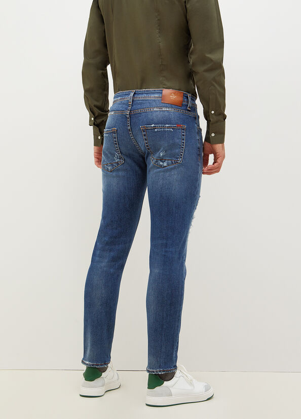 Jeans Slim Liu Jo Slim With Rips Hombre Azules | JYB-265071