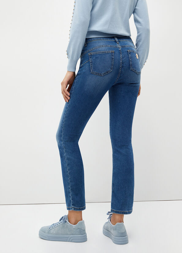 Jeans Slim Liu Jo With Studs Mujer Azules | IGO-897061