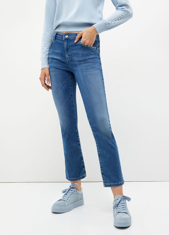 Jeans Slim Liu Jo With Studs Mujer Azules | IGO-897061