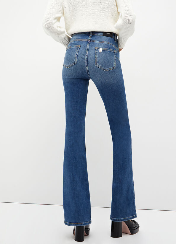 Jeans Straight Liu Jo Bottom Up Mujer Azules Oscuro | USA-956238