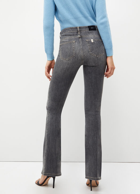 Jeans Straight Liu Jo Bottom Up Mujer Gris | KXI-364120