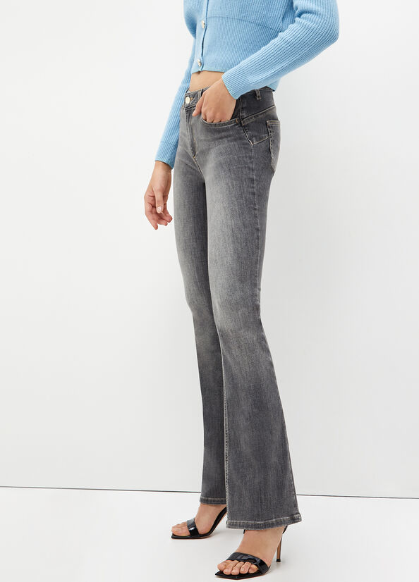 Jeans Straight Liu Jo Bottom Up Mujer Gris | KXI-364120