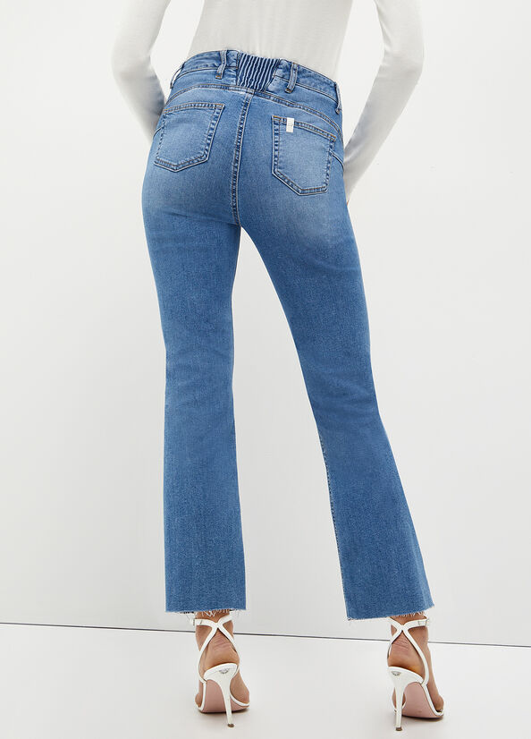 Jeans Straight Liu Jo Eco-Friendly Cropped Mujer Azules Azules | NMH-972415