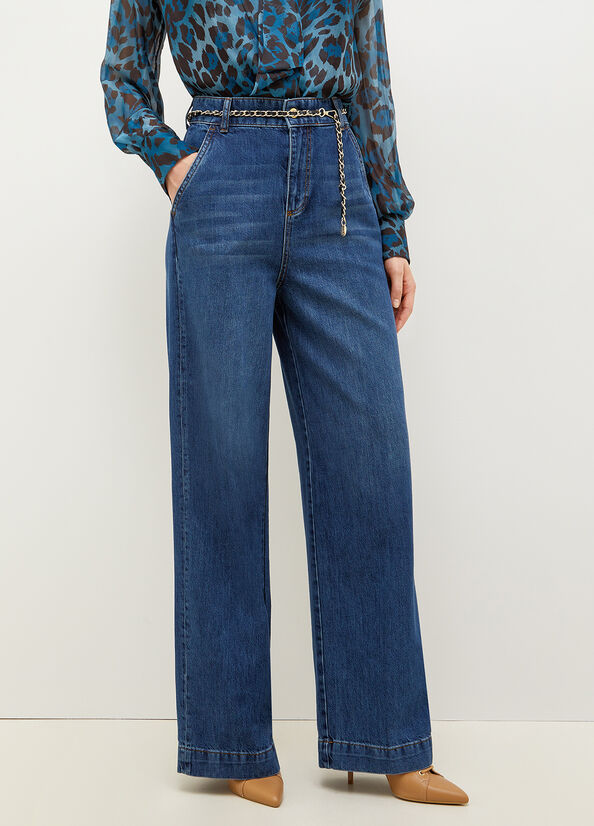 Jeans Straight Liu Jo Eco-Friendly Palazzo Mujer Azules | IJX-239861