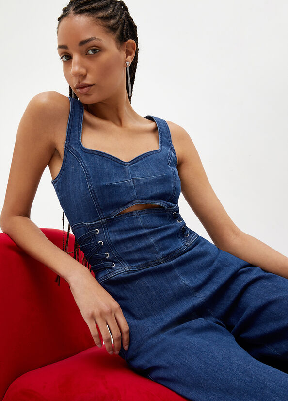 Jeans Straight Liu Jo Stretch Denim Jumpsuit Mujer Azules | XZI-584270