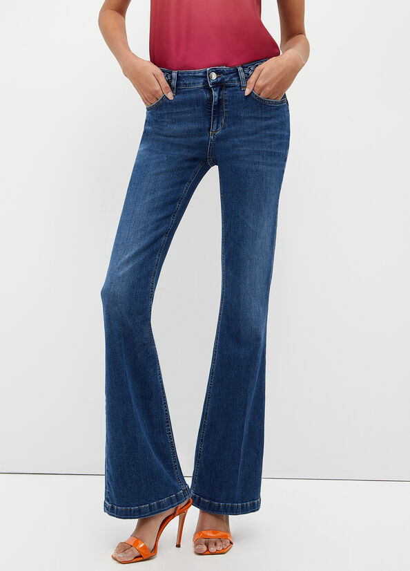 Jeans Straight Liu Jo Stretch Denim Mujer Azules | MTV-392485