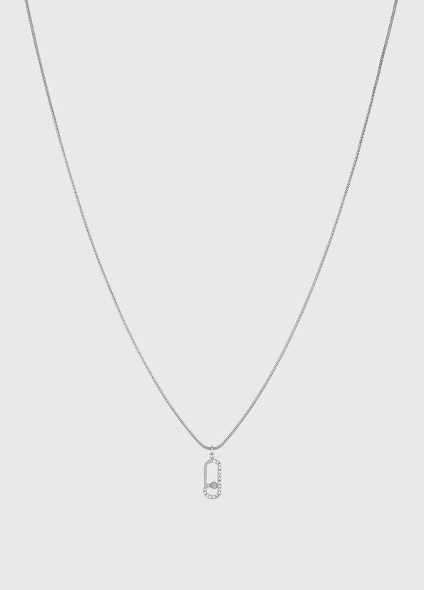 Joyería Liu Jo Necklace With Logo Charm Mujer Plateadas | JDT-821756