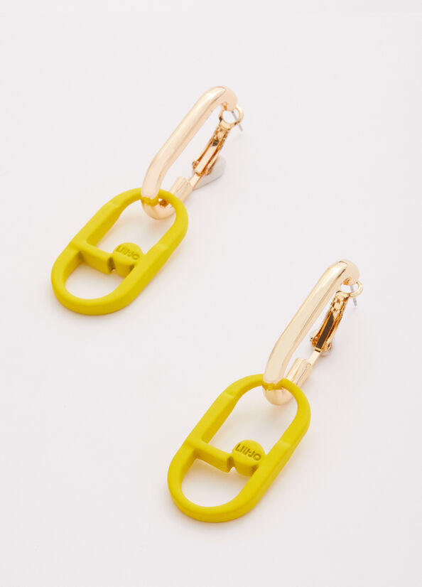 Joyería Liu Jo Pendant Earrings With Monogram Mujer Amarillo | EQC-097631