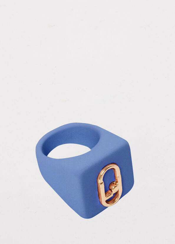 Joyería Liu Jo Ring With Monogram Logo Mujer Azules | LSI-149865