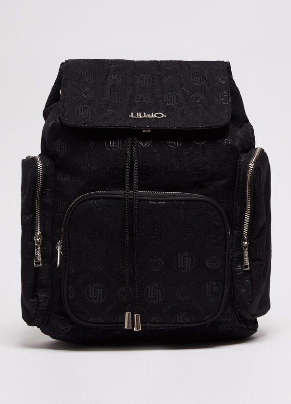 Mochilas Liu Jo Monogram Mujer Negras | HSE-172459