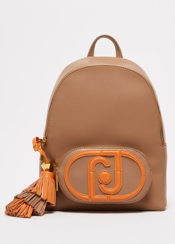 Mochilas Liu Jo With Logo And Charm Mujer Marrones | BRY-817503