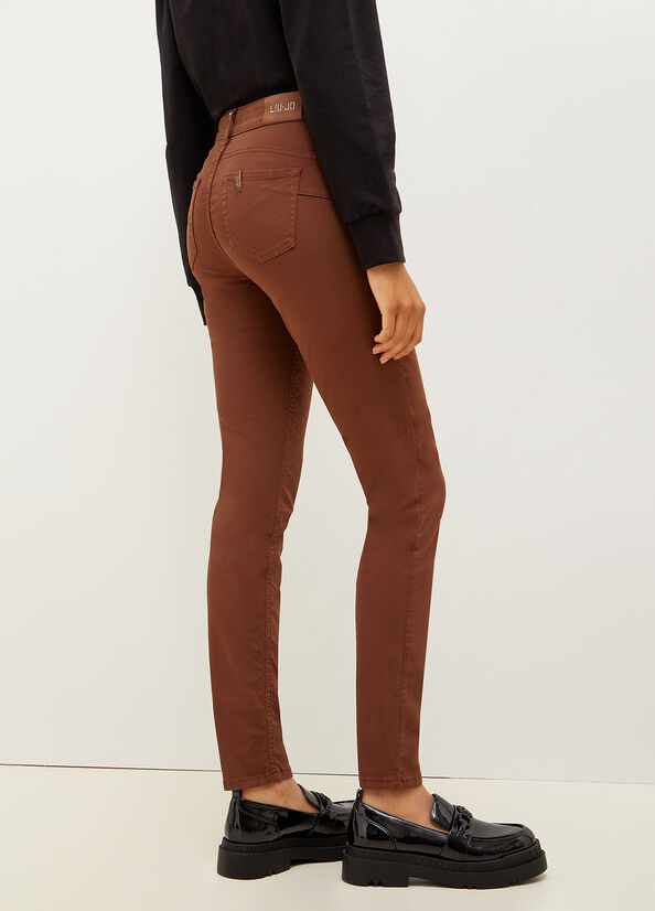 Pantalones Liu Jo Bottom Up Flaco Mujer Marrones | NSV-815796