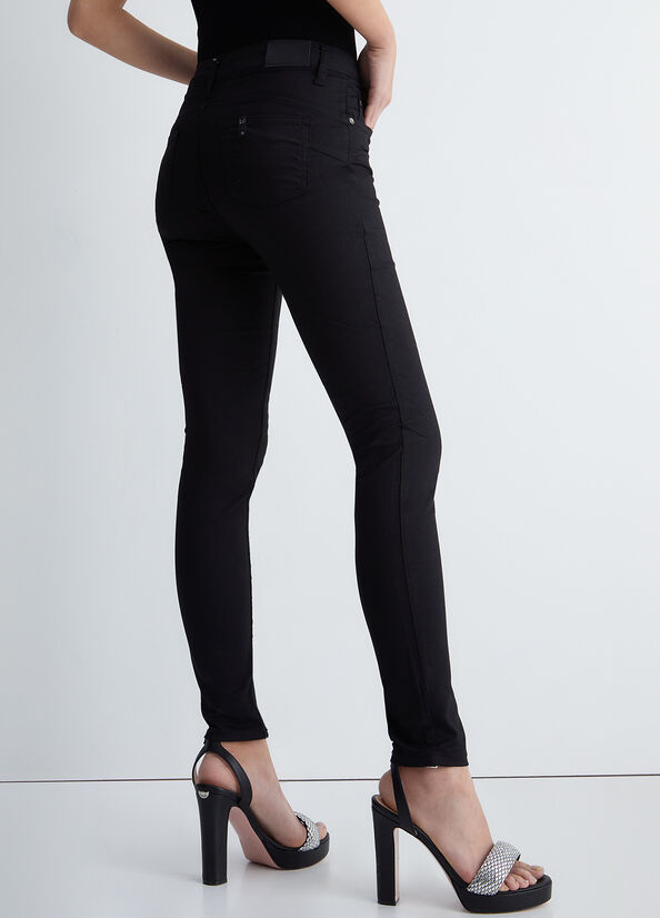 Pantalones Liu Jo Bottom Up Twill Mujer Negras | XFS-403269