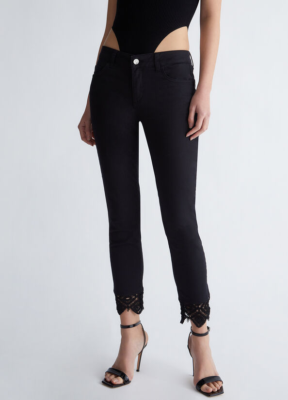 Pantalones Liu Jo Bottom Up With Encaje Mujer Negras | JLV-542639