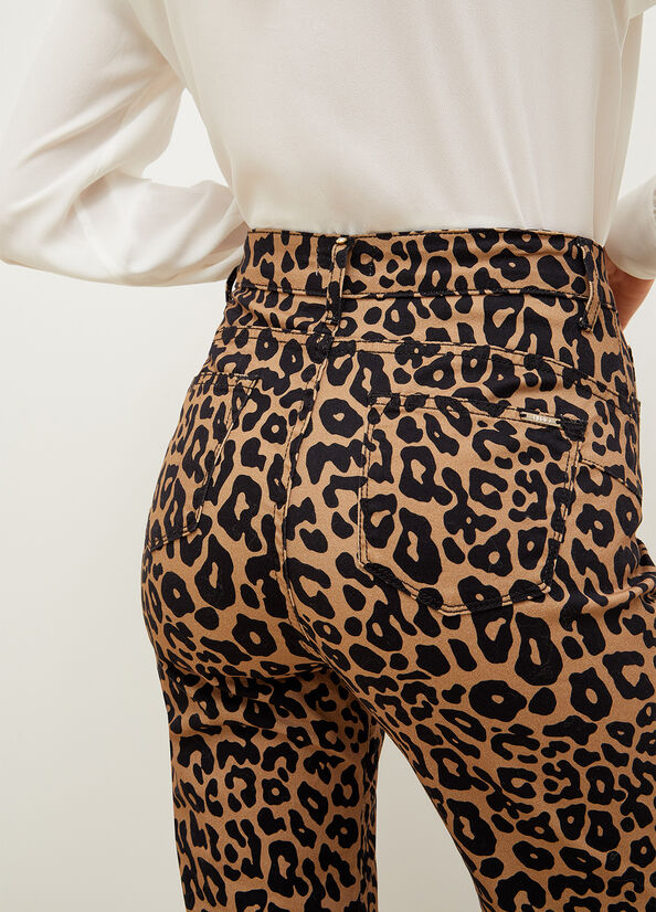 Pantalones Liu Jo Cropped Animal-Print Mujer Marrones | HAY-140756