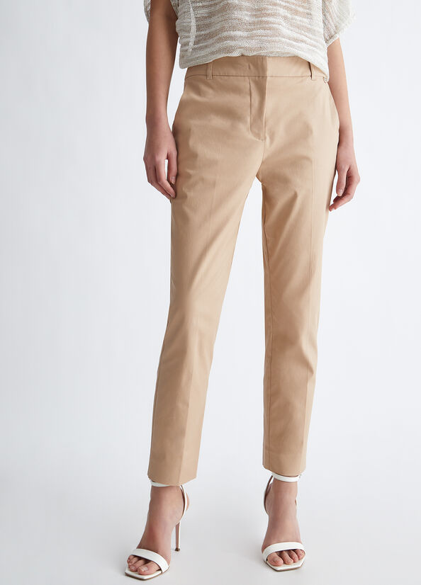 Pantalones Liu Jo Eco-Friendly Cigarette Mujer Beige | SDC-492630