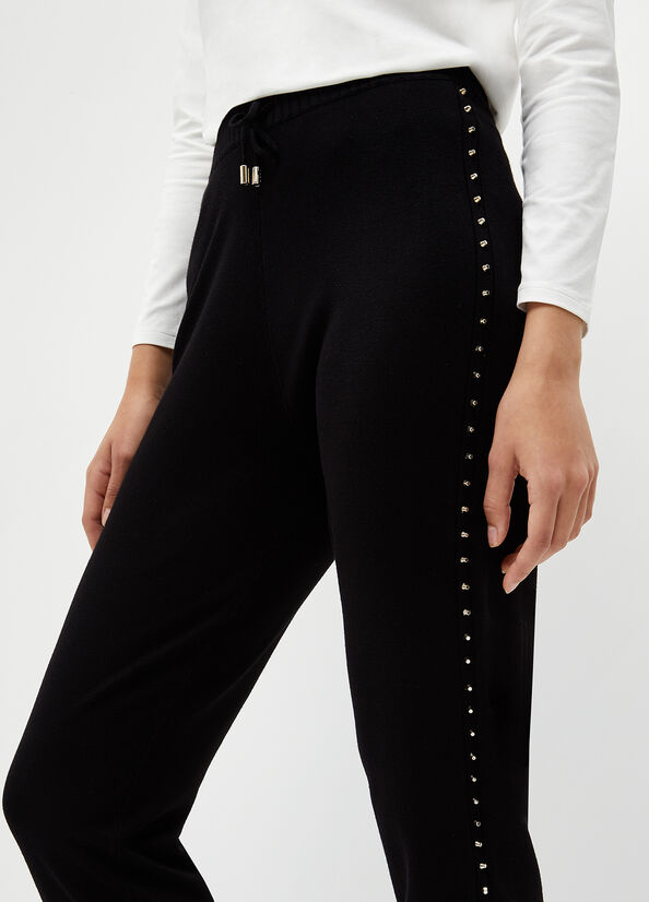 Pantalones Liu Jo Eco-Friendly With Studs Mujer Negras | WBD-487530