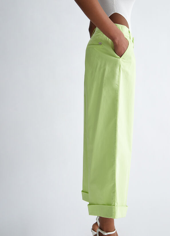 Pantalones Liu Jo Flared Cropped Mujer Verde | LVD-285417