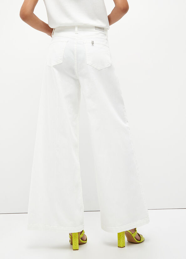 Pantalones Liu Jo Flared With Studs Mujer Blancas | BGQ-239548