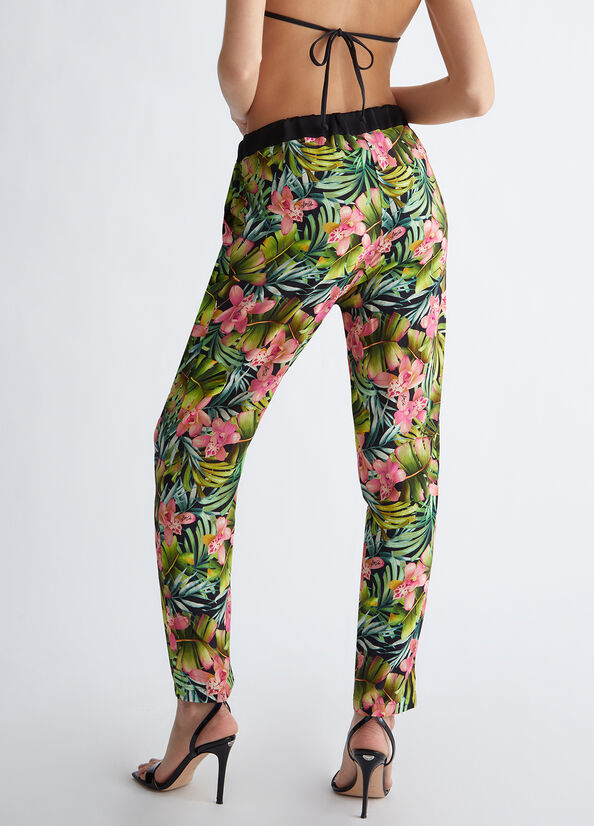 Pantalones Liu Jo Floral Mujer Verde | XQN-791528