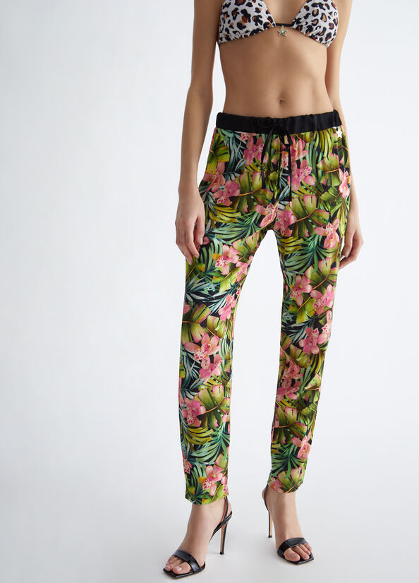 Pantalones Liu Jo Floral Mujer Verde | XQN-791528