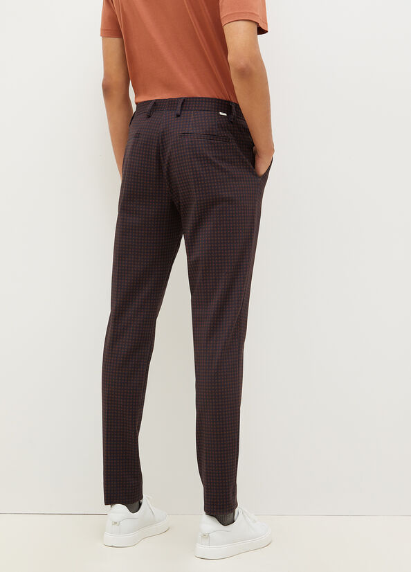 Pantalones Liu Jo Houndstooth Chinos Hombre Azules Oscuro Marrones | MRY-917543