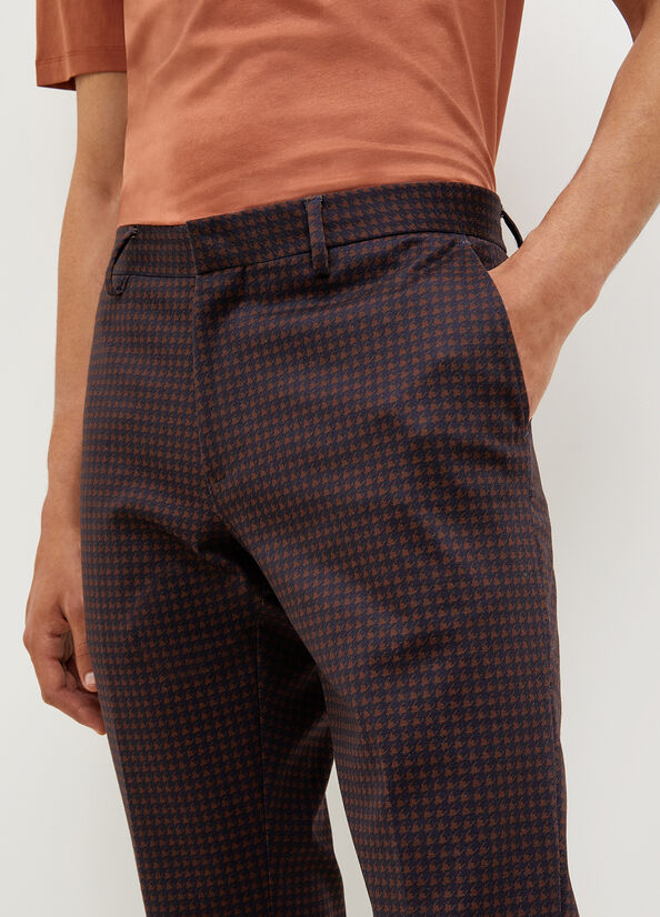 Pantalones Liu Jo Houndstooth Chinos Hombre Azules Oscuro Marrones | MRY-917543