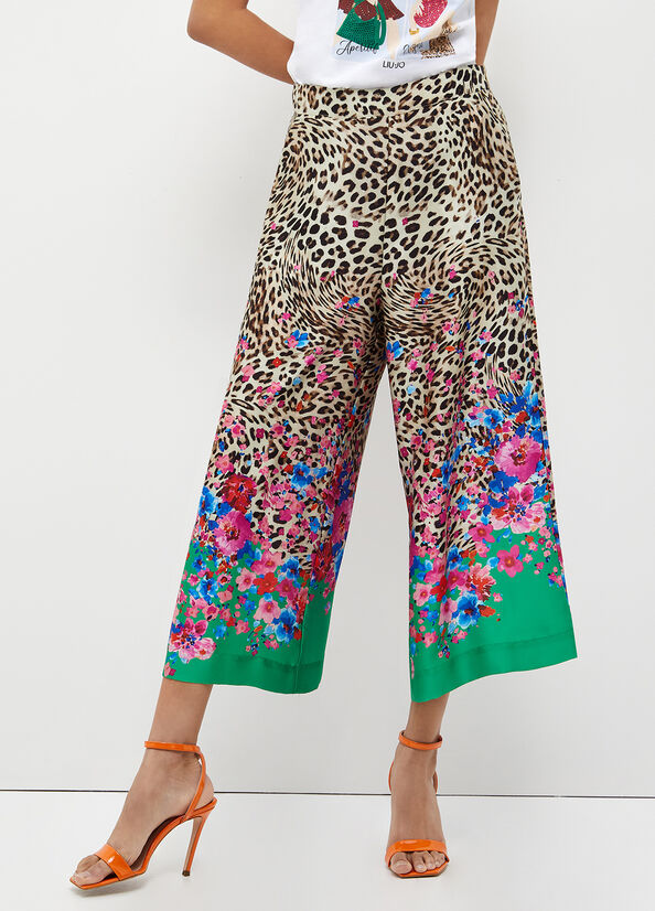 Pantalones Liu Jo Printed Palazzo Mujer Verde | VUP-362580