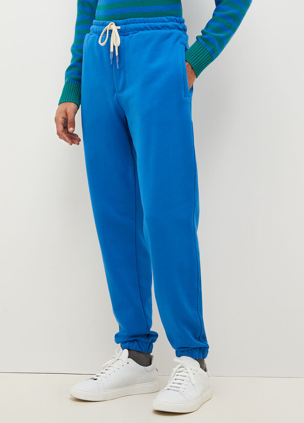 Pantalones Liu Jo Pure Algodon Joggers Hombre Azul Real Azules | IHO-271458