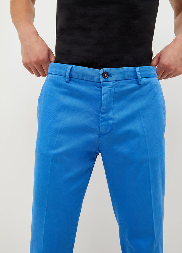 Pantalones Liu Jo Regular Fit Chinos Hombre Azul Real Azules | QSN-254063