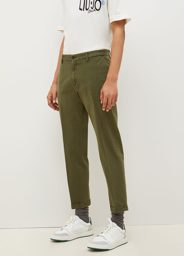 Pantalones Liu Jo Regular Fit Chinos Hombre Verde | QVS-680715