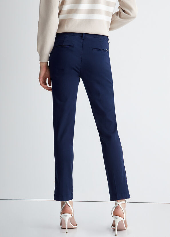 Pantalones Liu Jo Satin Chinos Mujer Azul Marino | JLU-091346