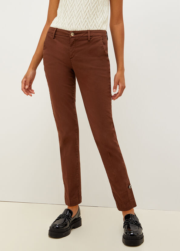 Pantalones Liu Jo Stretch Algodon Chinos Mujer Marrones | MOQ-482536